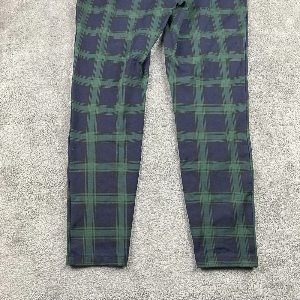 Loft Petites Legging Crop Pants Womens Large‎ Green Blue Plaid Pull On